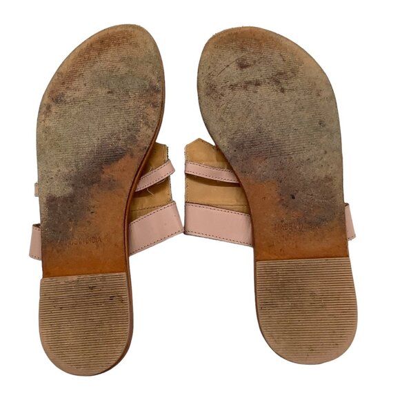 ANTHROPOLOGIE Embellished Beaded Boho Thong Leather Sandals 39 8.5 Pink Brown - Picture 10 of 11